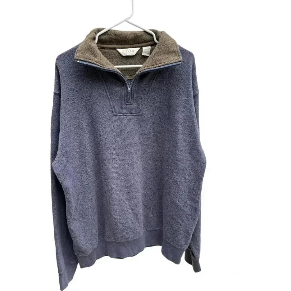 Orvis Men's Blue Half-Zip Sweater